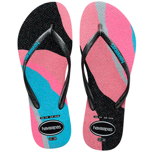 Chinelo Havaianas Feminina Slim Pallete Glow Preto
