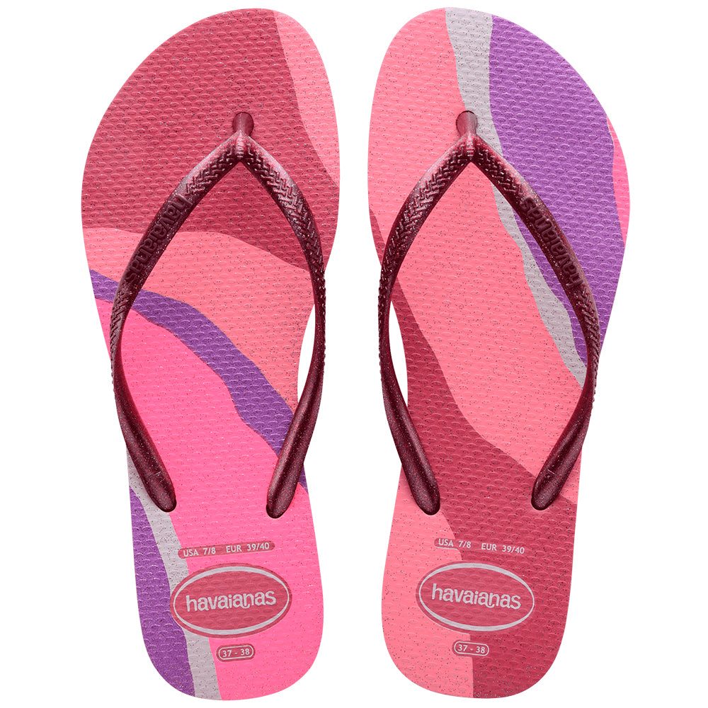 Chinelo Havaianas Feminina Slim Pallete Glow Rosa Veludo