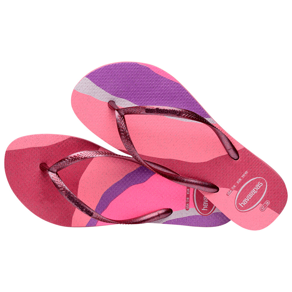 Chinelo Havaianas Feminina Slim Pallete Glow Rosa Veludo