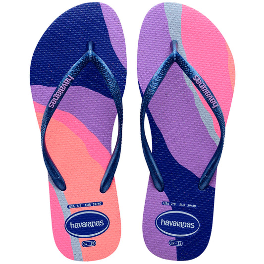 Chinelo Havaianas Feminina Slim Pallete Glow Azul Naval