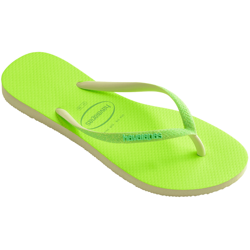 Chinelo Havaianas Feminina Slim Glitter Neon Lima