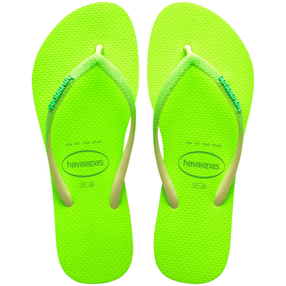 Chinelo Havaianas Feminina Slim Glitter Neon Lima