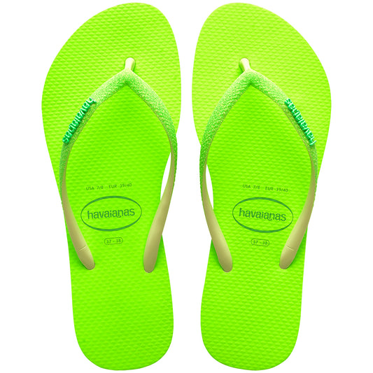 Chinelo Havaianas Feminina Slim Glitter Neon Lima