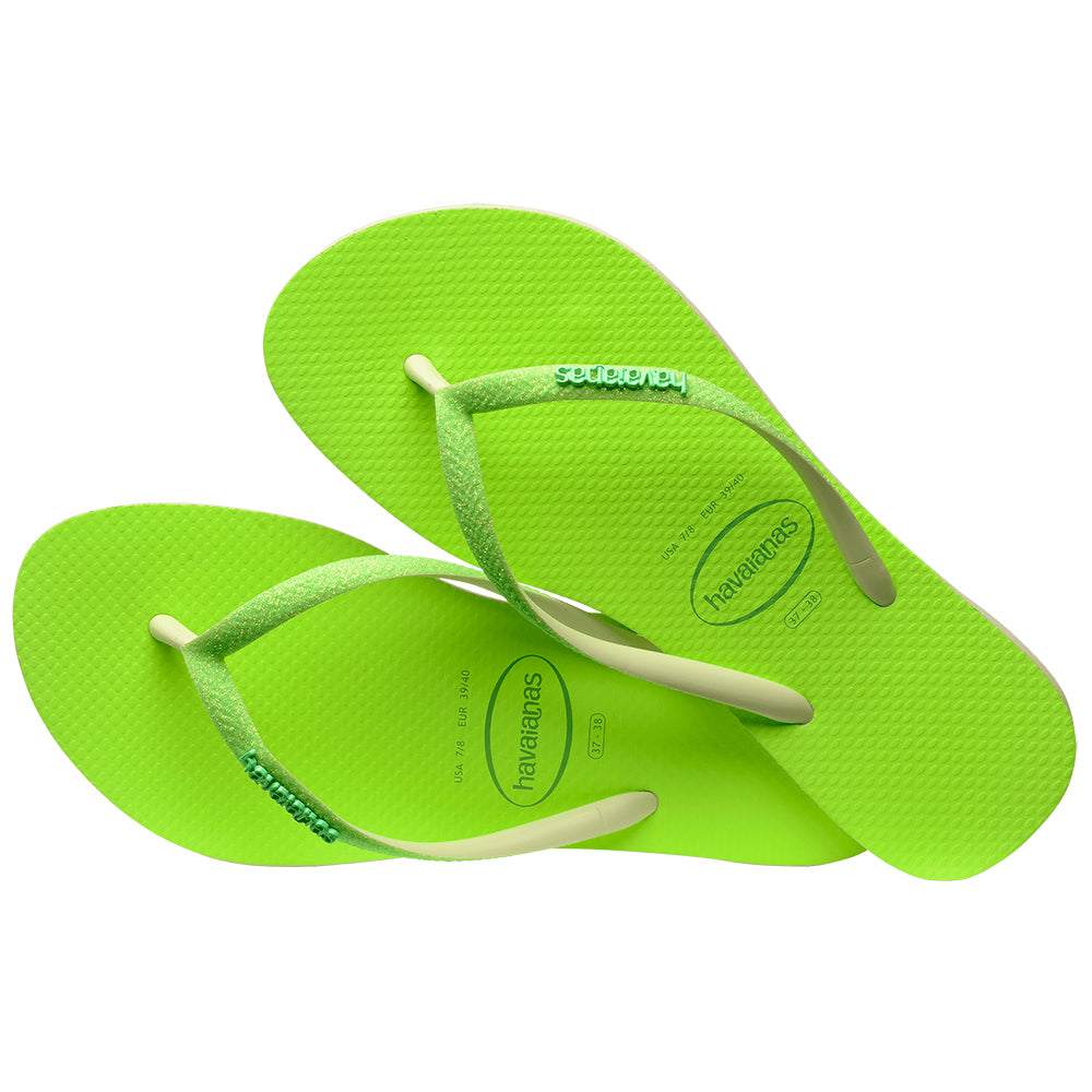 Chinelo Havaianas Feminina Slim Glitter Neon Lima