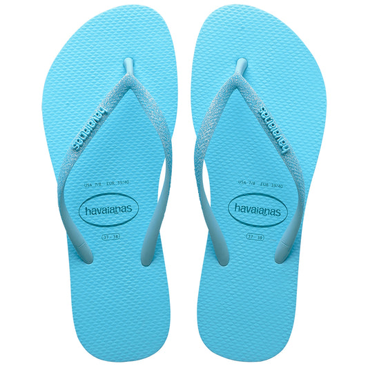 Chinelo Havaianas Feminina Slim Glitter Neon Azul Water