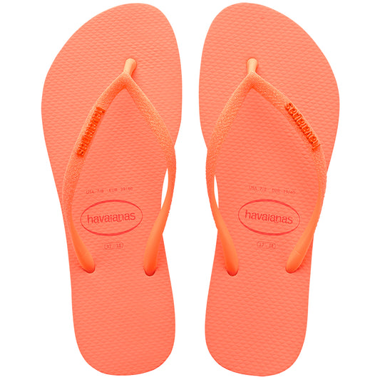 Chinelo Havaianas Feminina Slim Glitter Neon Coral Spark