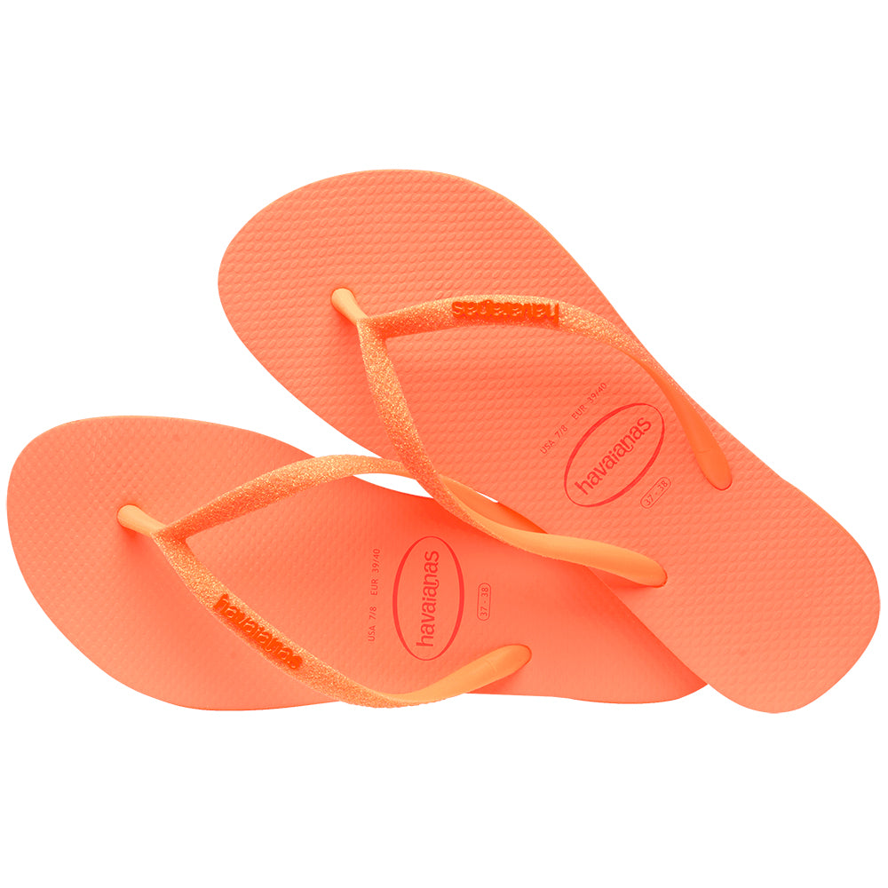 Havaianas Pantuflas Mujer Slim Glitter Neon Coral Spark