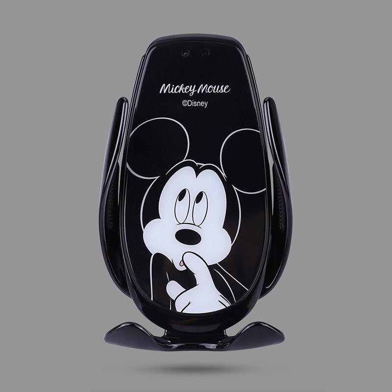 Suporte e Carregador Celular Inteligente Veicular Sem Fio Mickey Minnie Disney