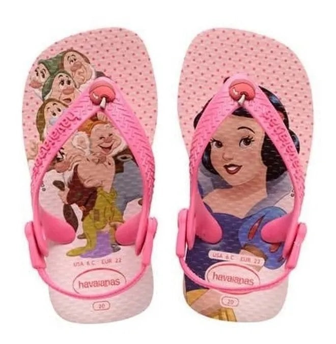 Chinelo Havaianas Infantil com Elástico Baby Branca de Neve e os 7 Anões Disney