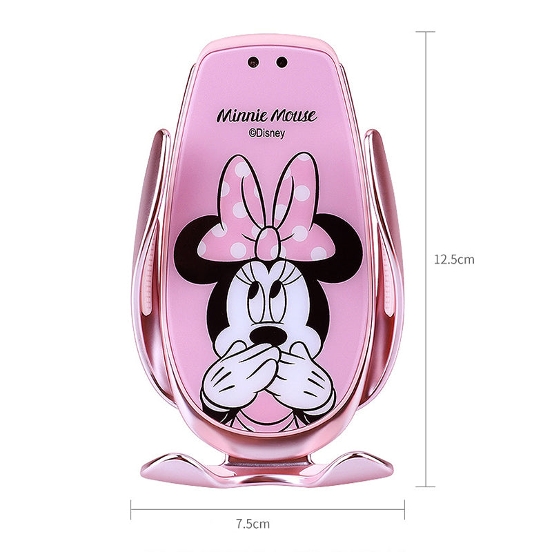 Suporte e Carregador Celular Inteligente Veicular Sem Fio Mickey Minnie Disney