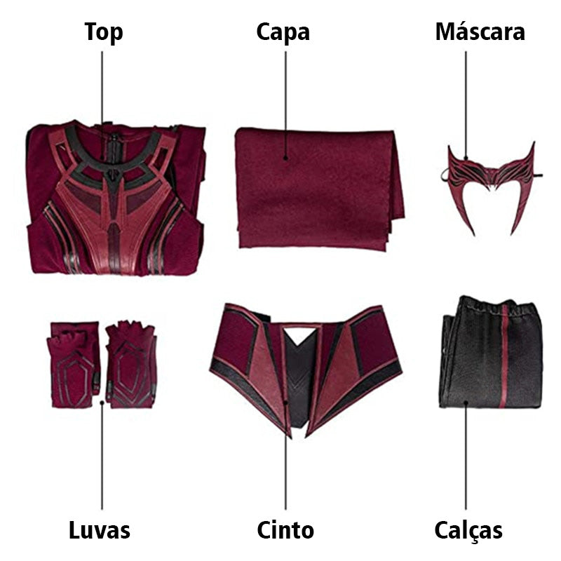 Fantasia Feiticeira Escarlate (Roupa Wanda Maximoff Scarlet Witch) Cosplay