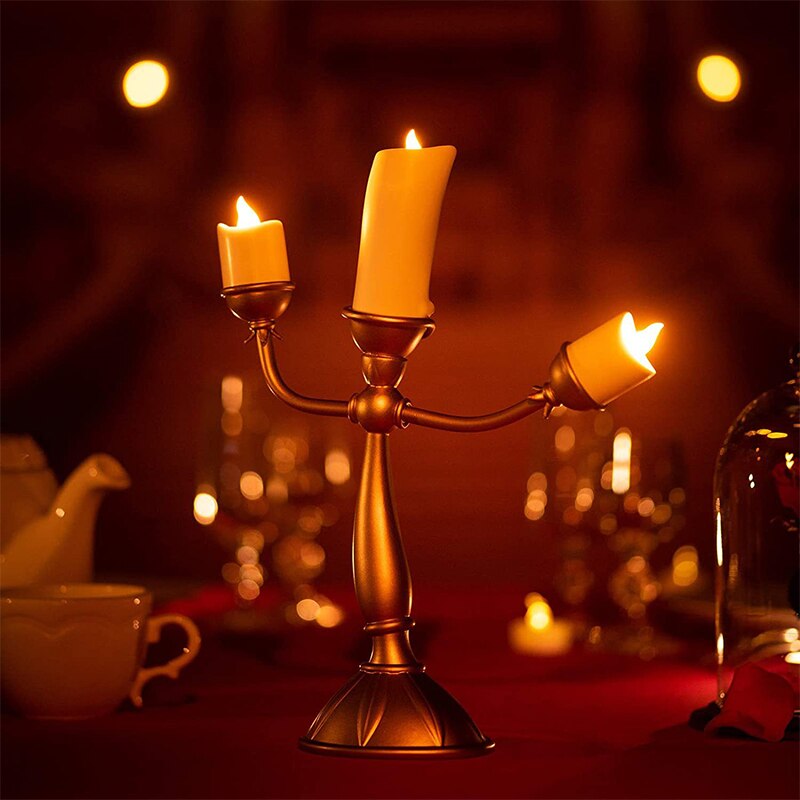 Candelabro com Led Bela e a Fera 32cm
