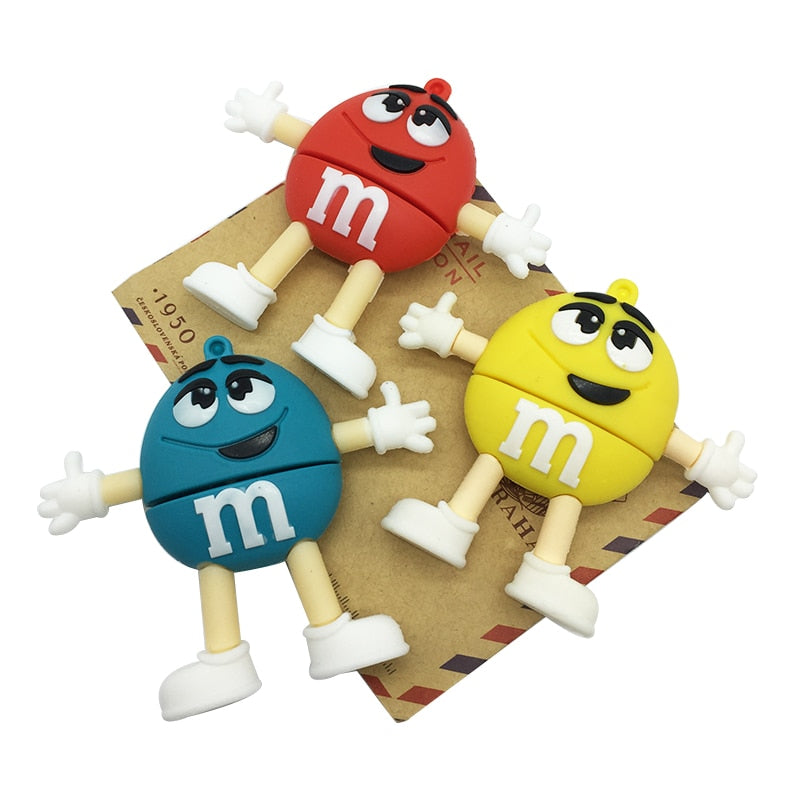 Pen Drive M&M USB 2.0 Flash Drive 4GB 8GB 16GB 32GB 64GB 128G 256GB