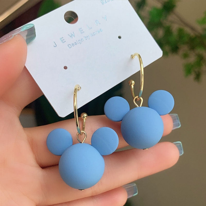 Mickey Head Pendant Earring