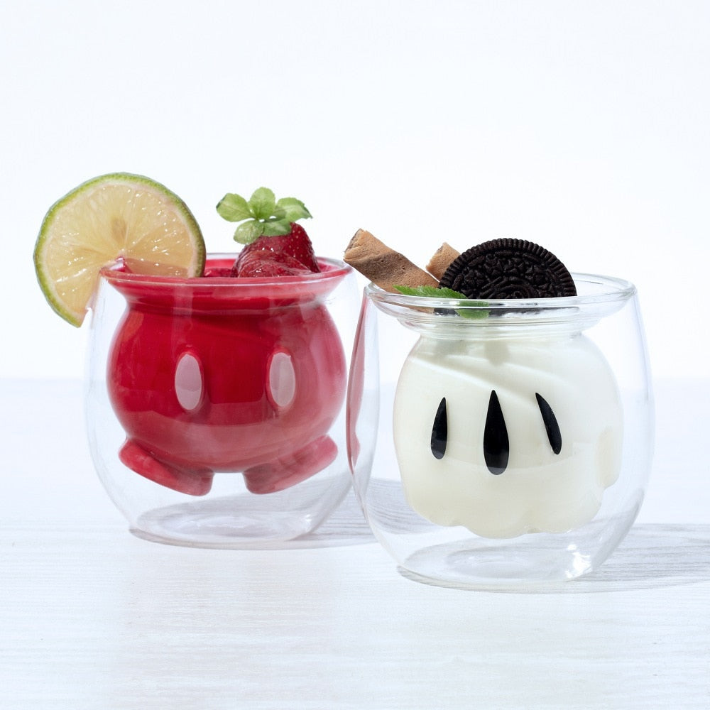 Glass Cup Mickey Glove and Pants Double Layer Glass
