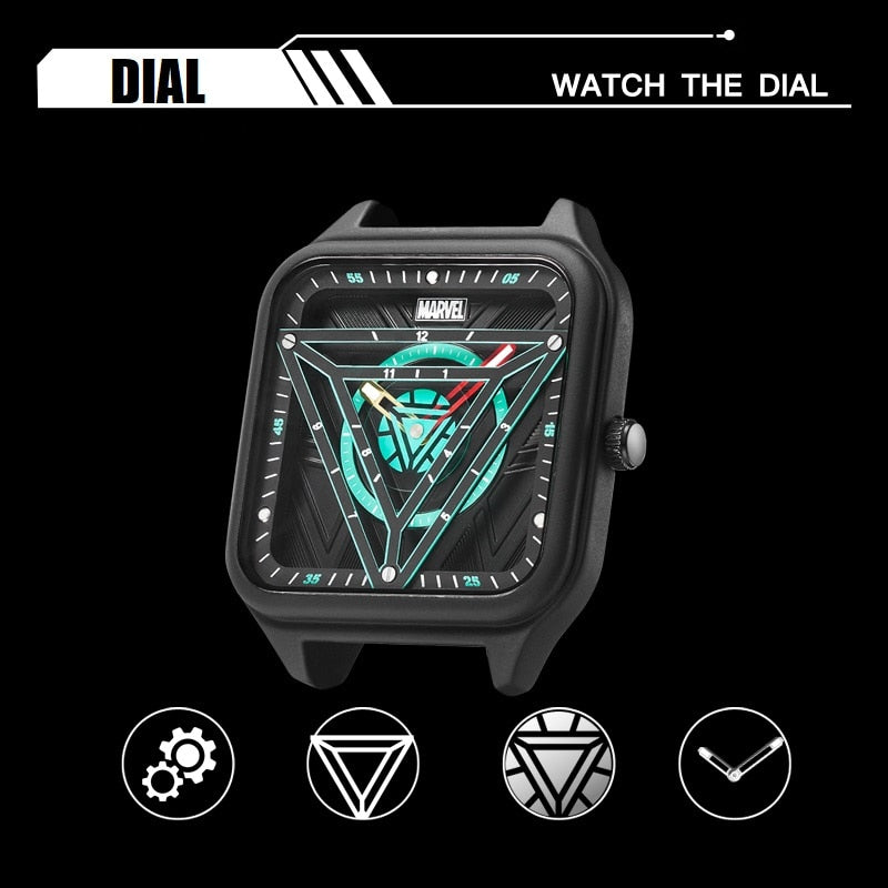 Relógio de Pulso Homem de Ferro Arc Reactor Dial Luminous Marvel