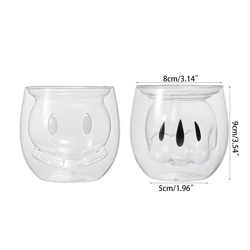 Glass Cup Mickey Glove and Pants Double Layer Glass