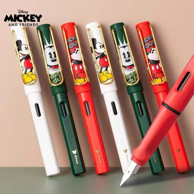 Kit 6 Canetas Tinteiro Pena Mickey Luxury Disney