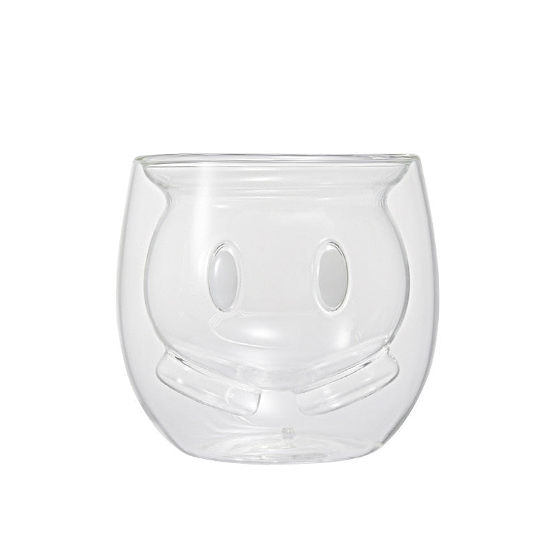 Glass Cup Mickey Glove and Pants Double Layer Glass