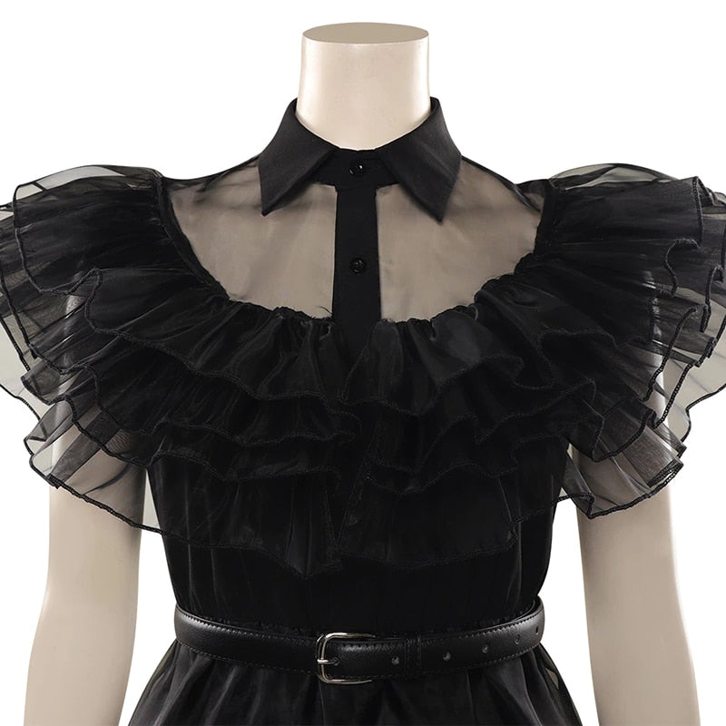 Costume Ball Gown Wandinha Addams Children Cosplay