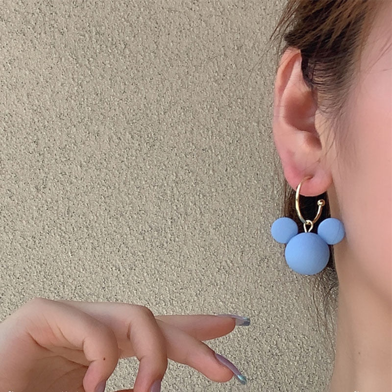Mickey Head Pendant Earring