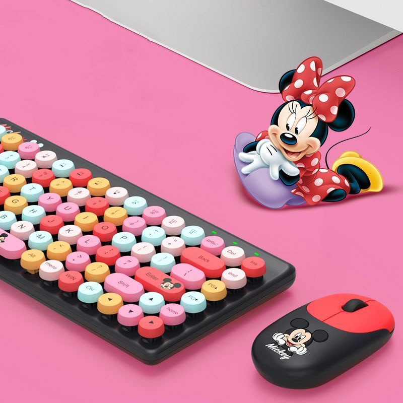 Teclado Retro e Mouse Wireless Mickey Disney