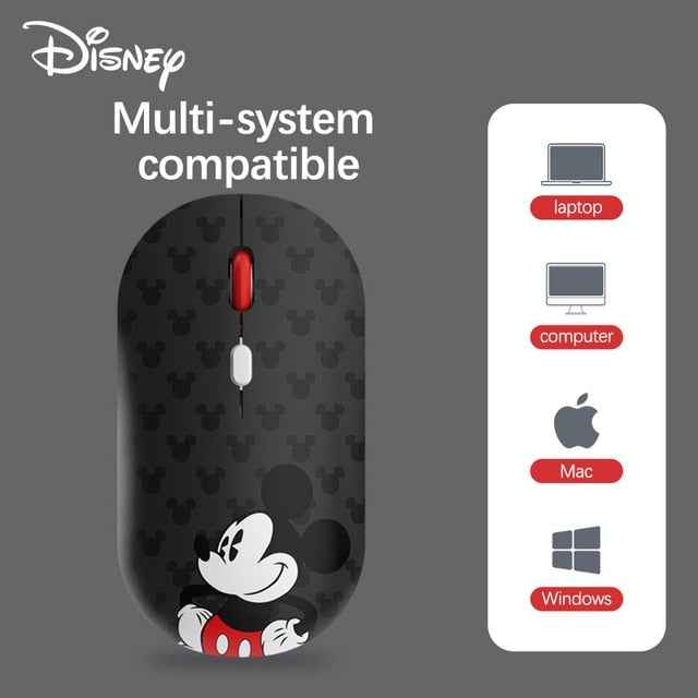 Mouse Sem Fio Mickey Disney Silencioso 1600 DPI Wireless 2.4G USB Bluetooth 5.0