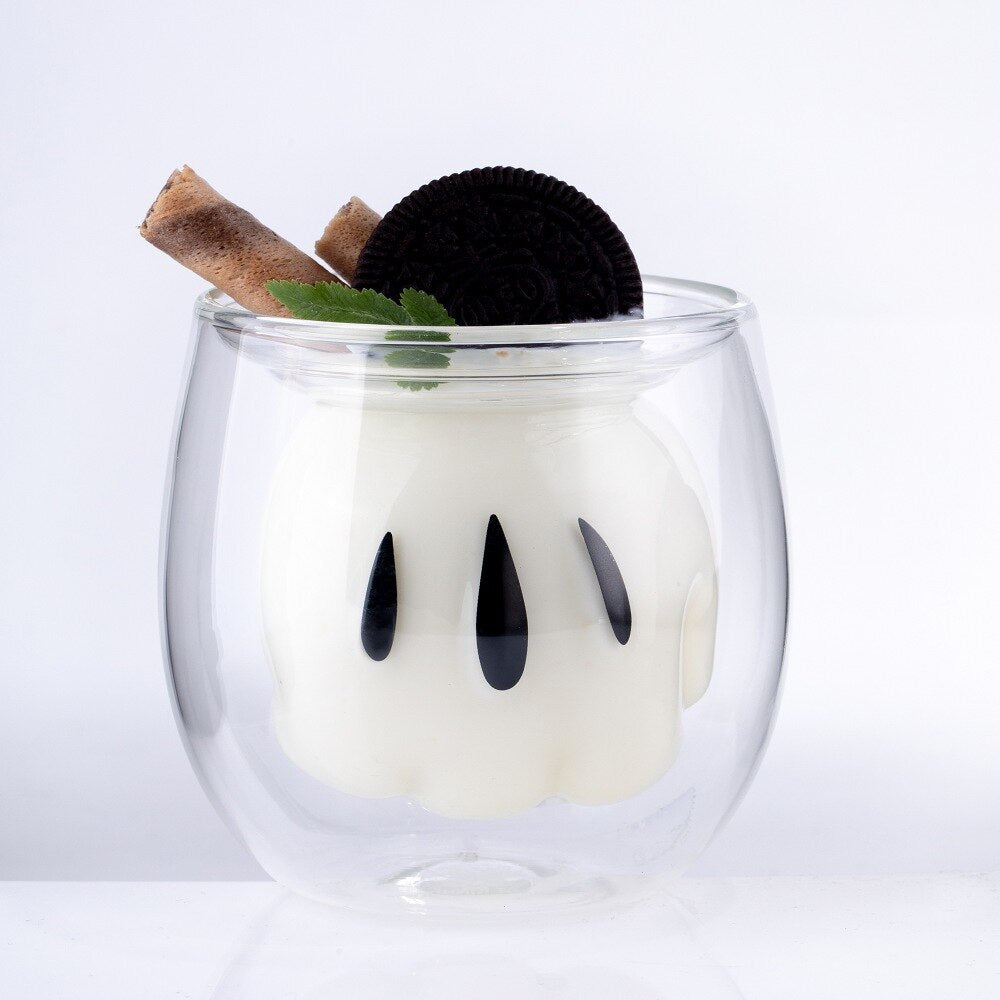 Glass Cup Mickey Glove and Pants Double Layer Glass