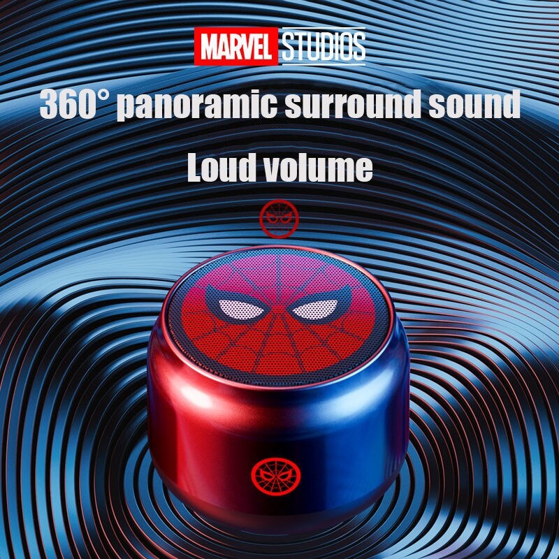 Mini Speaker Bluetooth Homem Aranha, Pantera Negra e Homem de Ferro Marvel