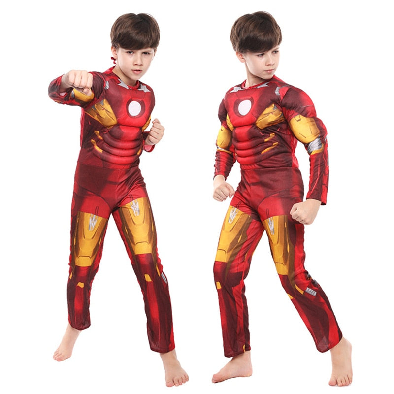 Children's Iron Man 3D Muscle Cosplay Costume
