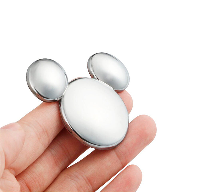 Adesivo Carro Mickey Orelhas Metal 3D Prata Decorativo