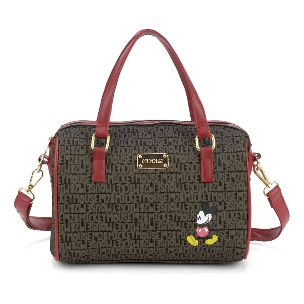Bolso Mickey Lettering Pecho Mujer Negro