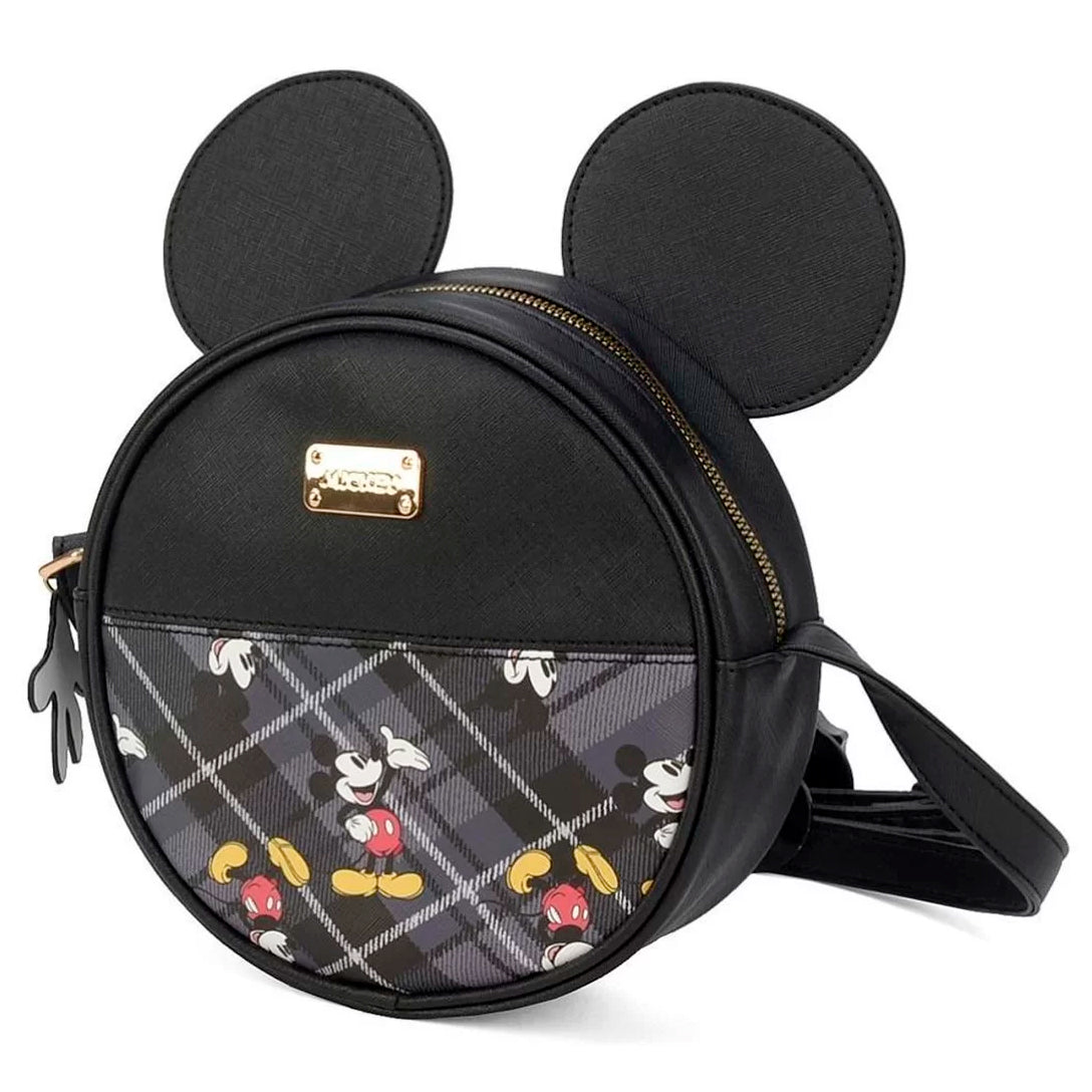 Bolsa Mickey Tartan Transversal Feminina Preto