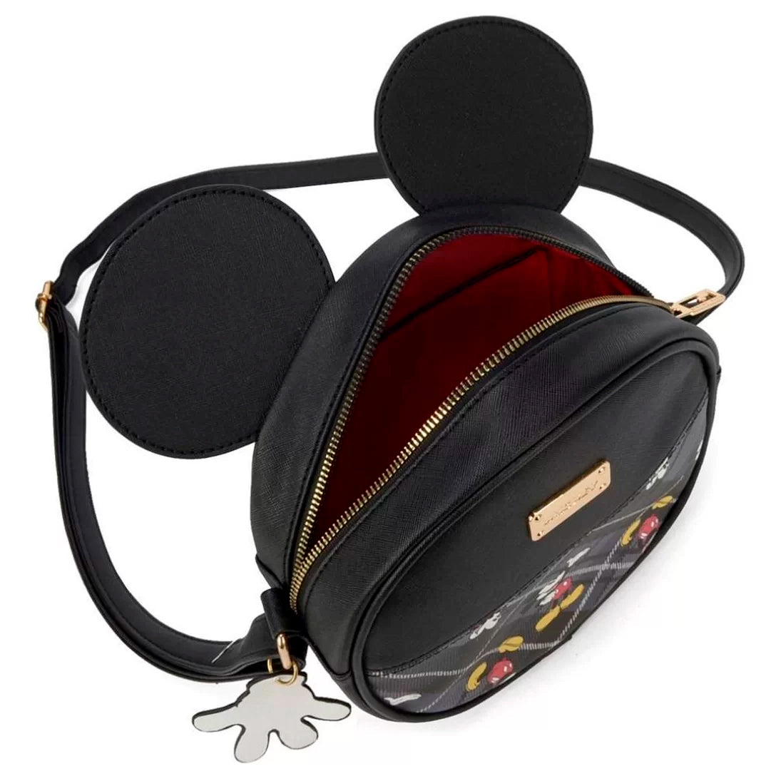Bolsa Mickey Tartan Transversal Feminina Preto