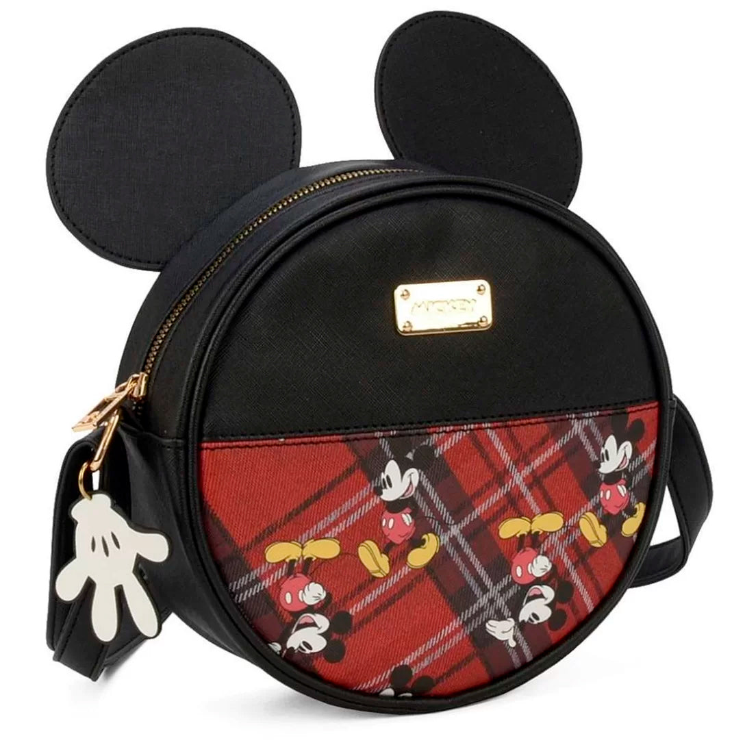 Bandolera de mujer Mickey tartán rojo