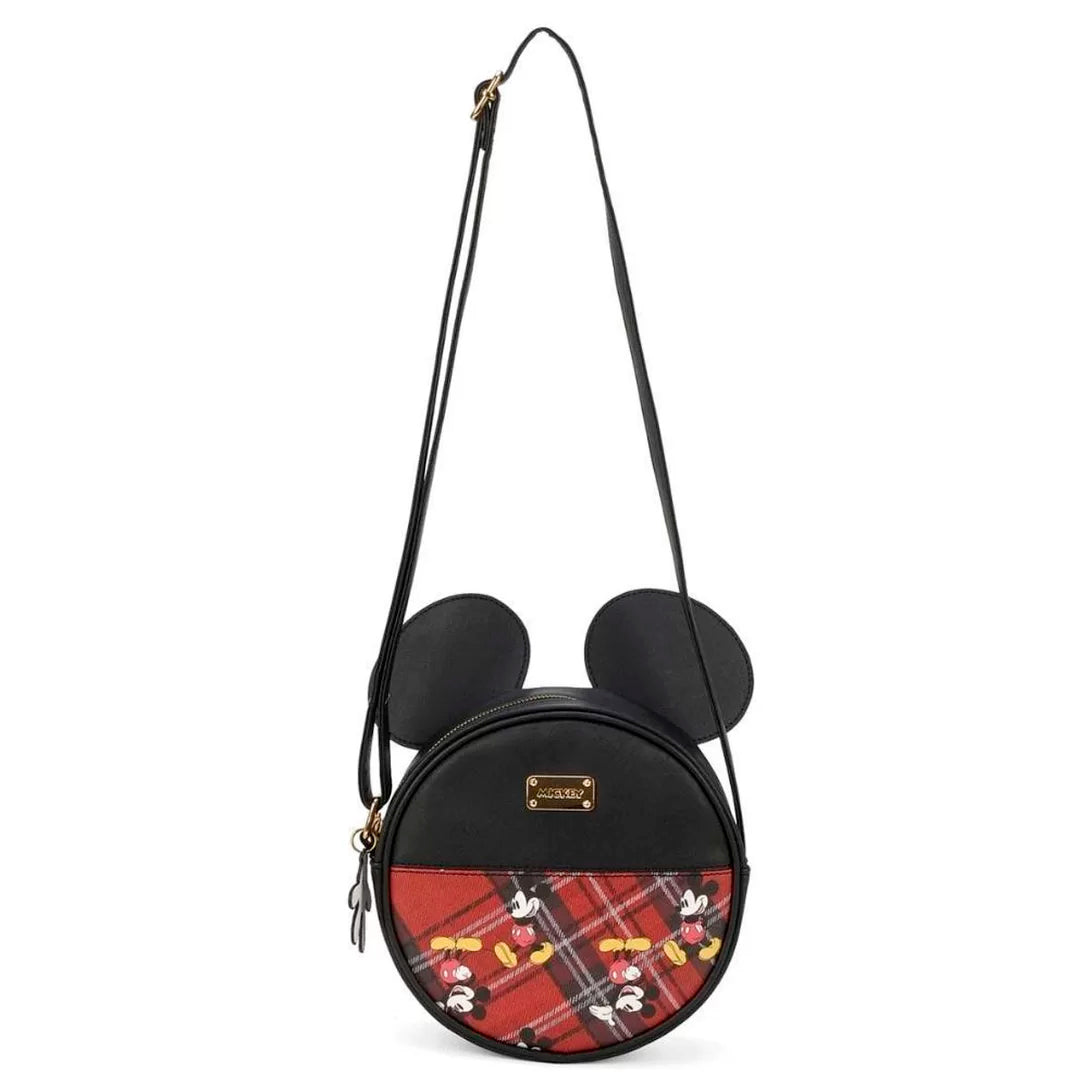 Bandolera de mujer Mickey tartán rojo
