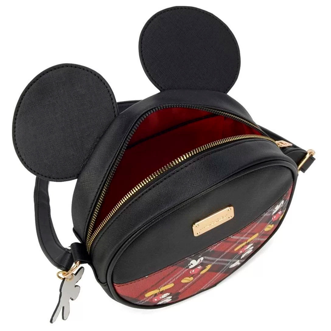 Bandolera de mujer Mickey tartán rojo