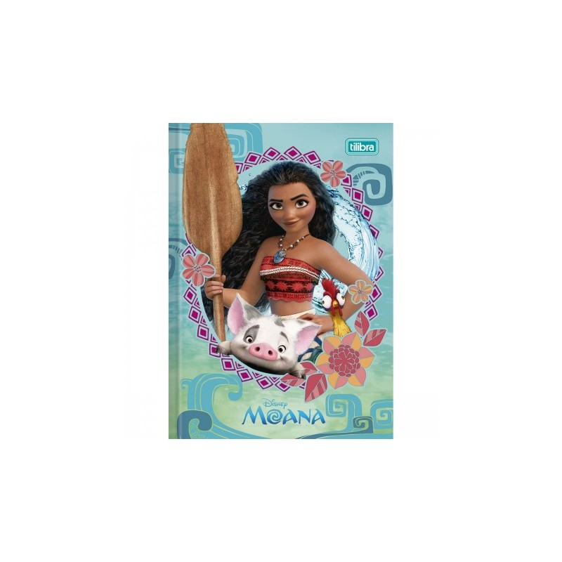 Caderno Brochura Capa Dura Top 1/4 Moana, Pua e Hey Hey - 48 Folhas