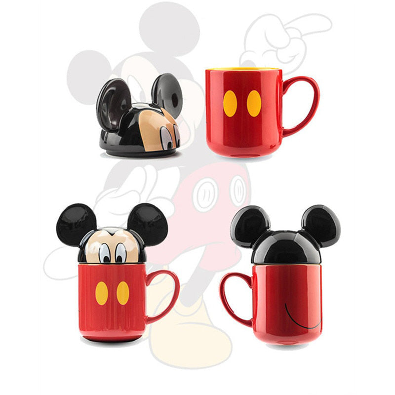 Caneca 3D Mickey, Minnie, Stitch e Pooh Cartoon Cerâmica 330ml Oficial Disney