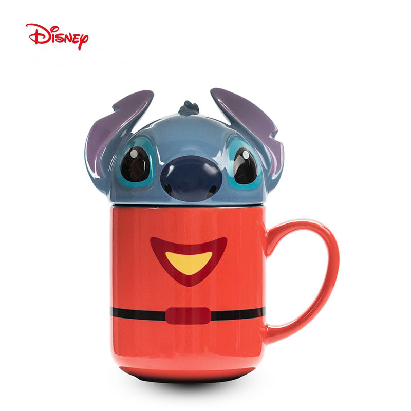 Caneca 3D Mickey, Minnie, Stitch e Pooh Cartoon Cerâmica 330ml Oficial Disney