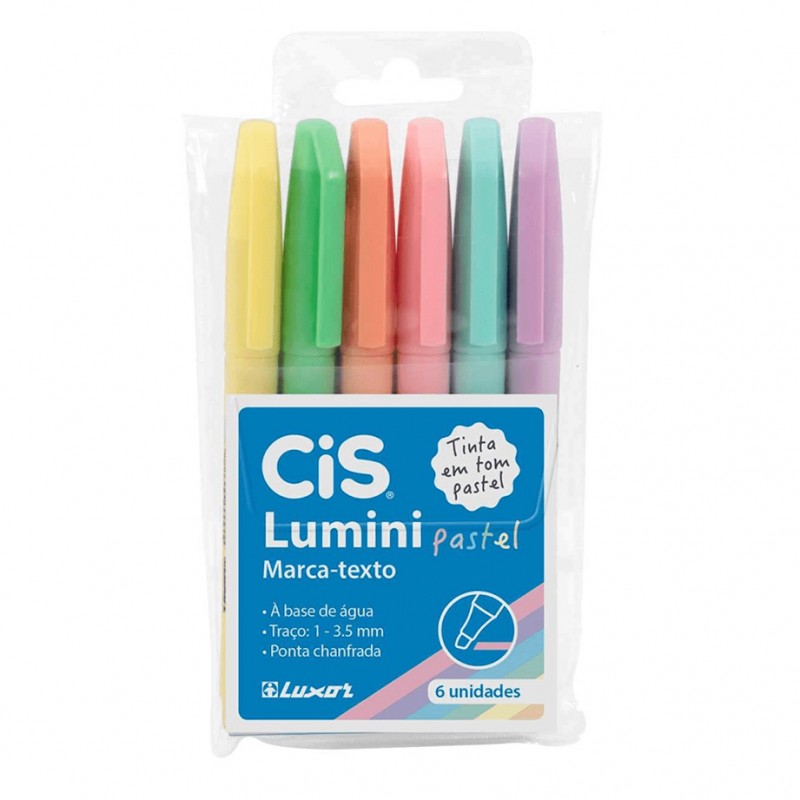 Kit Canetas Marca Texto Pastel Lumini - 6 cores