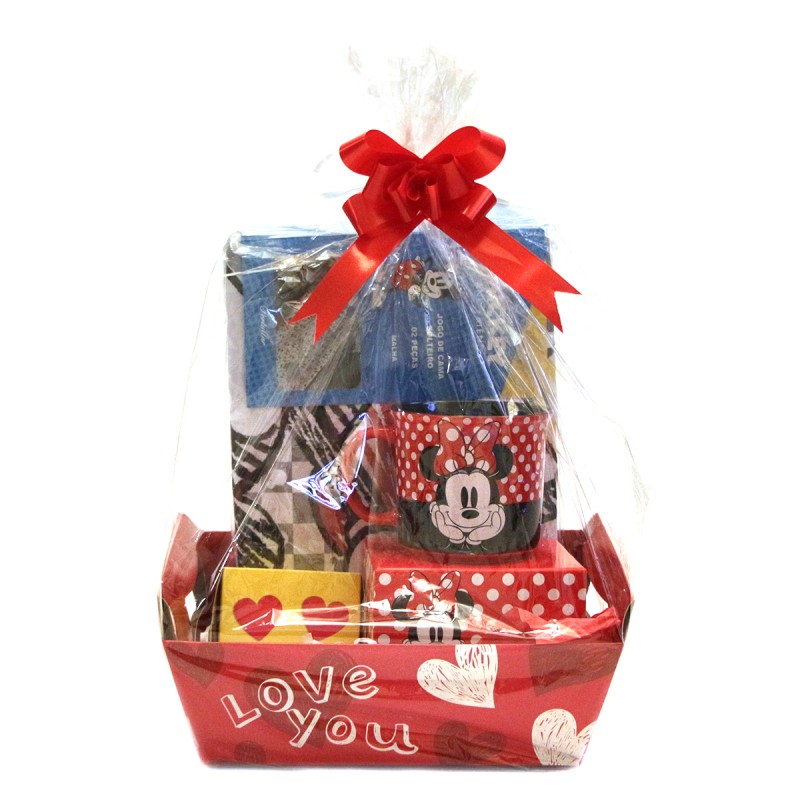 Basket in Minnie Box Mug with Single Bed Set Kisses