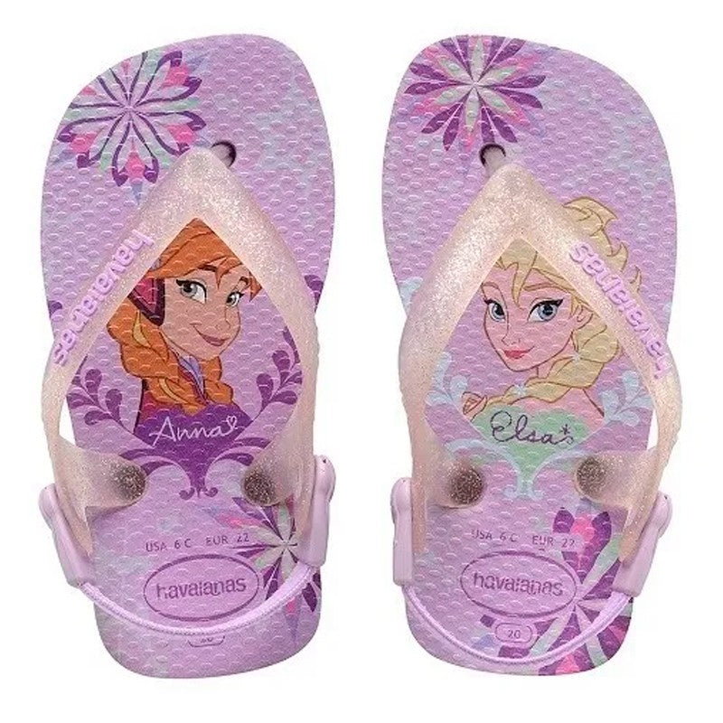 Chinelo Havaianas Infantil com Elástico Baby Anna e Elsa Frozen Disney