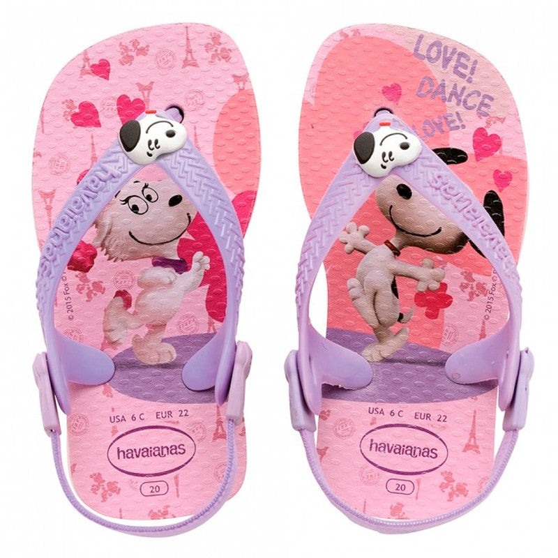 Chinelo Havaianas Infantil com Elástico Baby Snoopy e Fifi