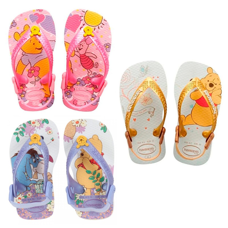 Chinelo Havaianas Infantil com Elástico Baby Pooh Disney