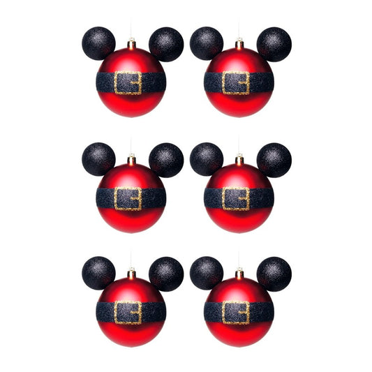 Enfeites de Natal Disney Bola Cinto Mickey - Pack com 6 Bolas 6cm