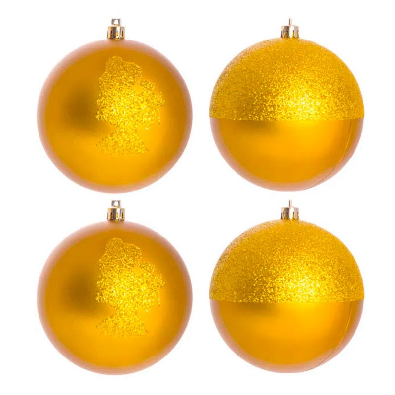 Enfeites de Natal Disney Bella Silhueta e Fosca com Glitter A Bela e a Fera - Pack com 4 Bolas 8cm