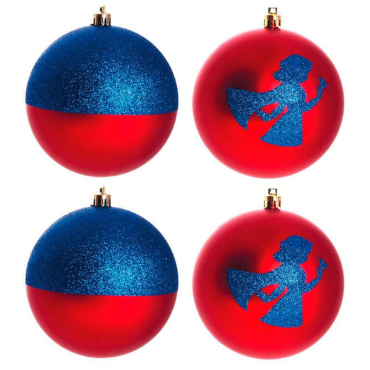 Enfeites de Natal Disney Branca de Neve Silhueta e Fosca com Glitter - Pack com 4 Bolas 8cm