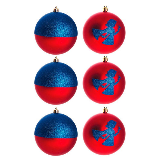 Enfeites de Natal Disney Branca de Neve Silhueta e Fosca com Glitter - Pack com 6 Bolas 6cm