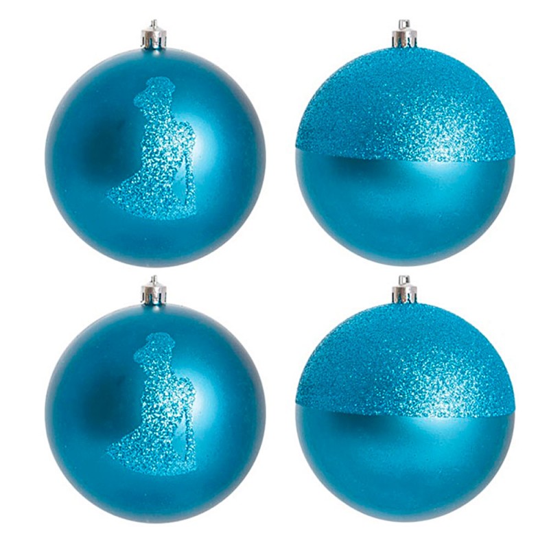 Enfeites de Natal Disney Cinderela Silhueta e Fosca com Glitter - Pack com 4 Bolas 8cm